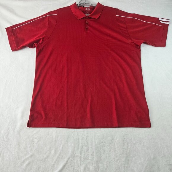 Adidas Climalite Men's Size XL Short Sleeve Golf Polo Shirt Red - Picture 1 of 9